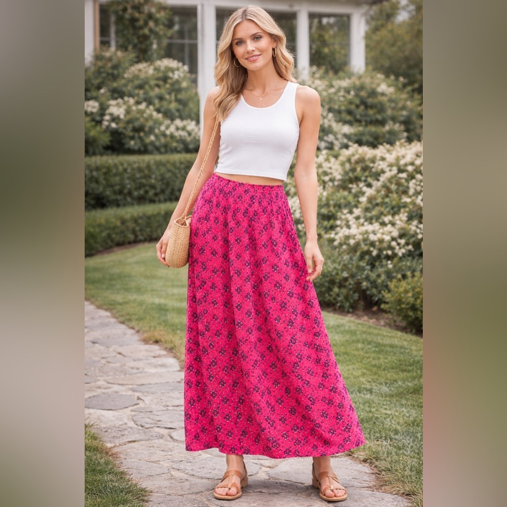 Juicy Couture Pink Floral Maxi Skirt Size 0 Y2K Boho Festival